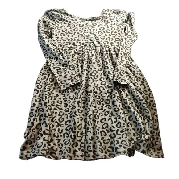 Old Navy Leopard Print Kids Casual Dress - Black and Cream - Picture 4 of 4